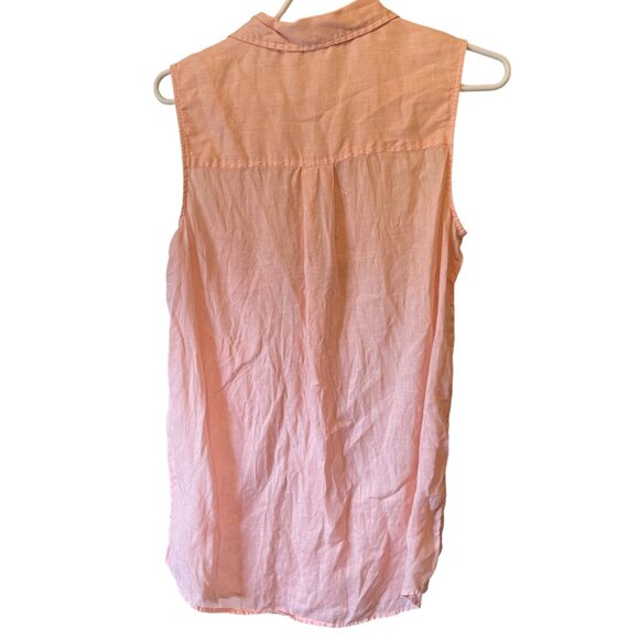 100% Linen Sleeveless collared tunic/shirt SZ S in bleached coral - Picture 2 of 6